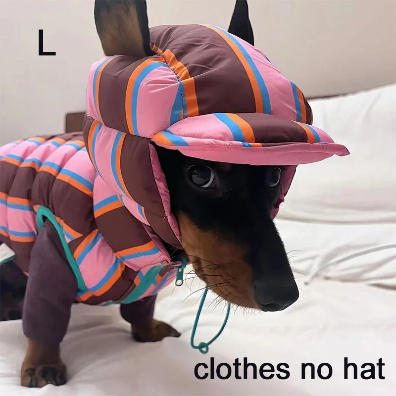 Autumn Winter Warm Pet Clothing Stripe Double Sided Wearable Dogs Cats Wadded Jacket Cute Soft Thickened Small Dog Cotton Coat