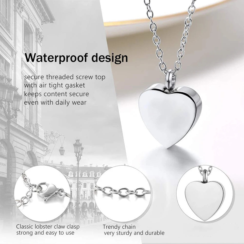Pet keepsake urn necklace cremation jewelry dog paw print ashes pendant necklace-Yaw left paw prints or my heart