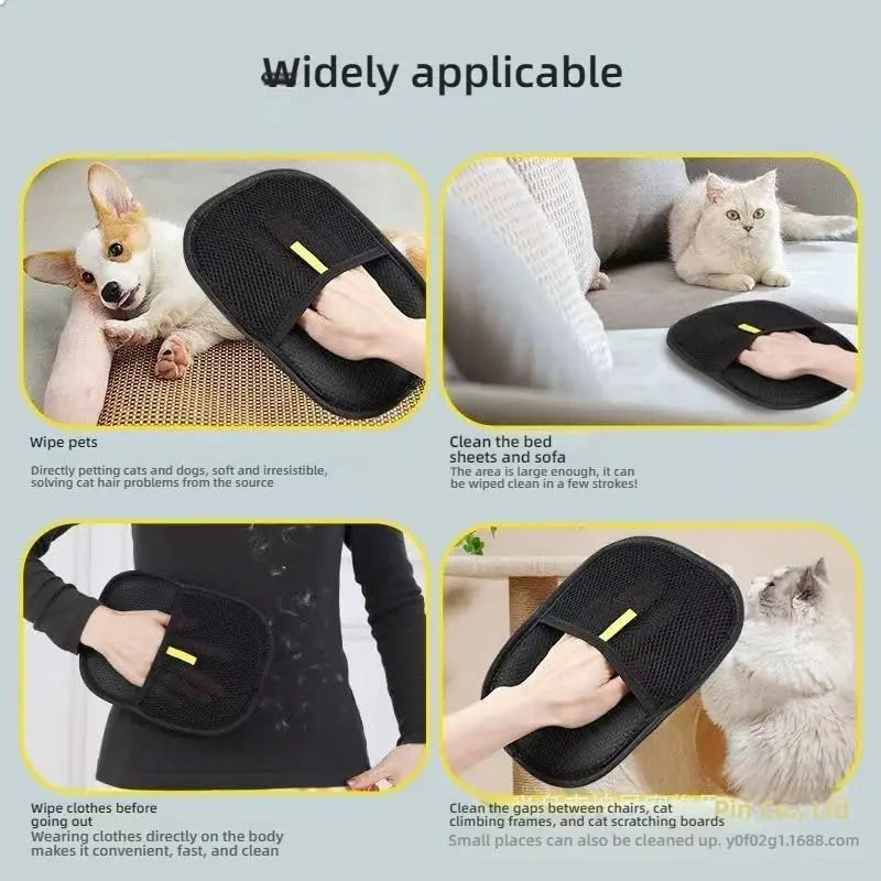 Cat Hair Brush Pet Removal Gloves Double-Sided Pet Grooming Gloves Kitten Cleaning Tool Dog Deshedding Brush Pet Supplies 