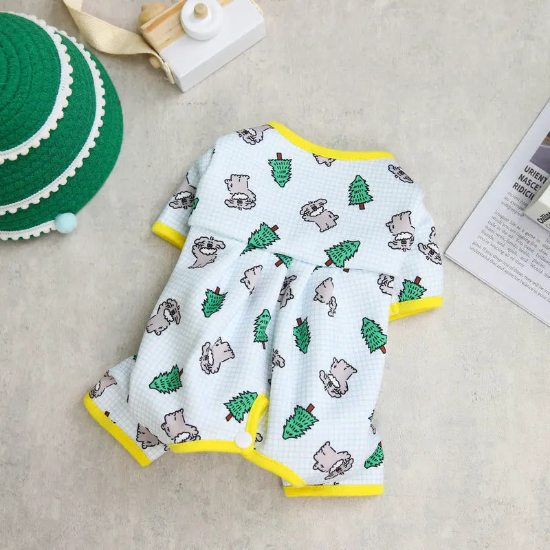 Fashion Pet Dog Clothes for Small Dogs Spring Dog Jumpsuit Cartoon Print Puppy Pajamas Cute Cat Clothing Pet Chihuahua Clothes