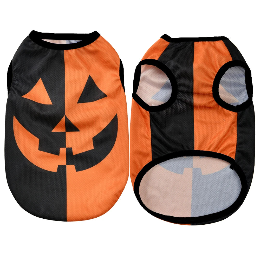 Dog Clothes for Small Medium Dogs Cats Halloween Pumpkin Paw Print Puppy Vests Chihuahua Yorkies Costumes Pet Party Clothing