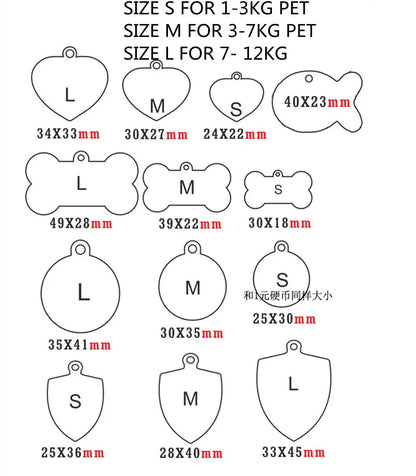 Stainless Steel Dog Id Tag Personalized Engraved Double Sided Pet Name Tag Circle Bone