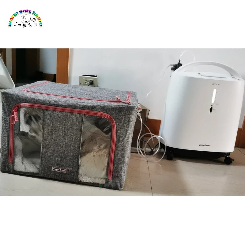 Pet Oxygen Cage for Puppy Kitten Turtle Lizard Bird Atomization Cages Linen Foldable Box Veterinary Equipment