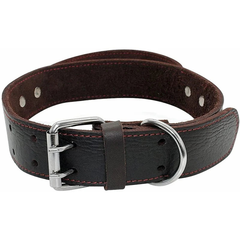 Benepaw Sturdy Genuine Leather Dog Collar Conrol Handle Fashion Durable Heavy Duty Pet Training Collar For Medium Large Dogs