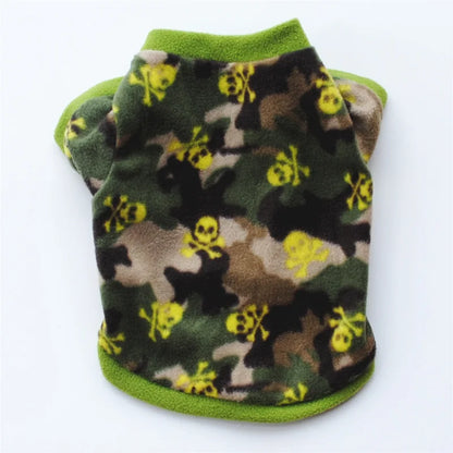 Warm Fleece Pet Dog Clothes Cute Skull Printed Pet Coat Puppy Dogs Shirt Jacket French Bulldog Pullover Camouflage Dog Clothing