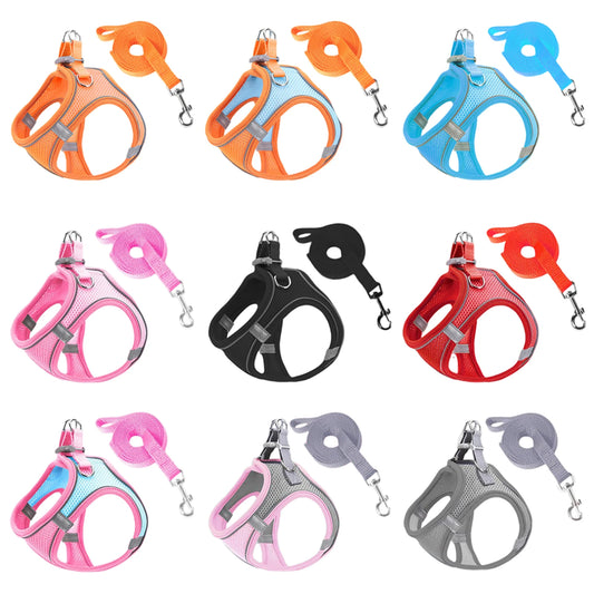 Cat Dog Harness Vest Chest Rope Set Reflective Breathable Adjustable Pet Harness for Small Medium Dogs Outdoor Walking