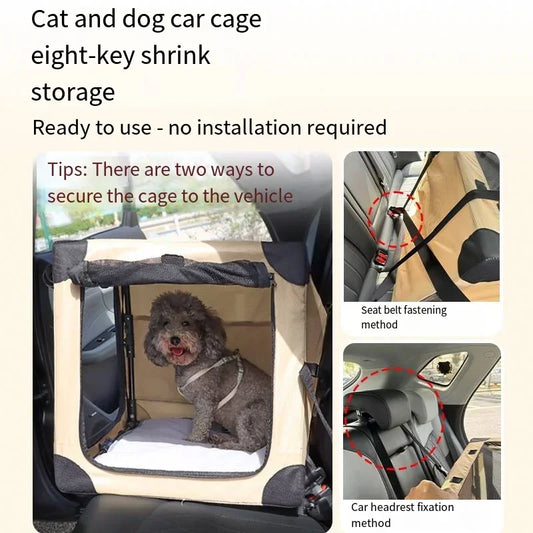High-quality Pet Car Dog Cage for Travel Spare Box Cage Large Dog Car Foldable Cat Bed Large Space Pet Cage