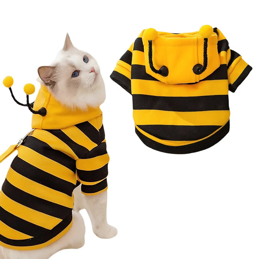 Pet Cat Dog Clothing Spring Autumn Thin Fleece Sweater, Ragdoll Dog Bee Pet Apparel, 1PC