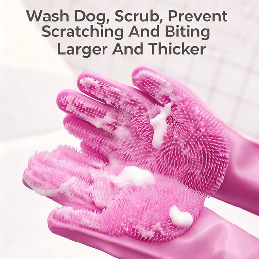 Pet Bathing Gloves for Dogs And Cats Thickened Anti-Scratch Bite Proof Shampooing Tool for Teddy Golden Retriever Bathing Gloves