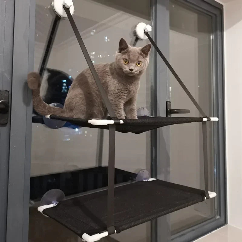 Cat Hammock Suction Cup Windowsill Cat Comfortable Hammocks Summer Breathable Mesh Single/Double Hanging Beds Pet Accessories