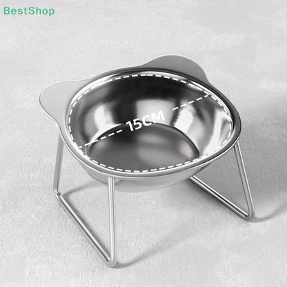♥♥♥Stainless Steel Cat Bowl Dog Bowl Protects Cervical Spine Pet Bowl Anti-knocking Heightened Cat Food Basin Drinking Bowl