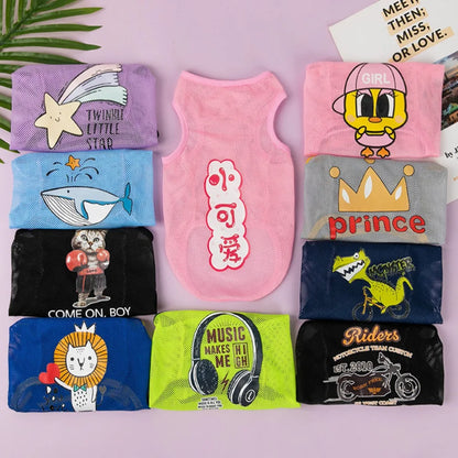 Cute Cartoon Pet Dog Clothes Summer Thin Mesh Dog Cat Vest Cat Teddy Bear Pomy Pet Puppy Breathable Cool Clothing Dog Costume