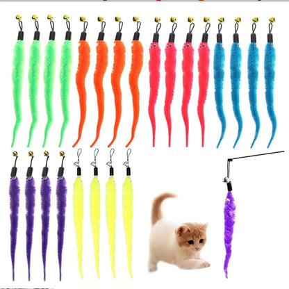 3 Pcs Cat Larva Toy Replacement Set Featuring Soft  Curved Insects With Bells Suitable For Interactive Catching Rods Indoor Cats