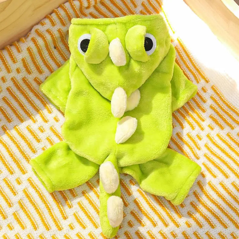 Cute Cartoon Dinosaur Flannel Warm Jumpsuits Pet Clothing Small Dogs Puppy Cats Teddy Bear Clothes Costume Coat Pet Accessories