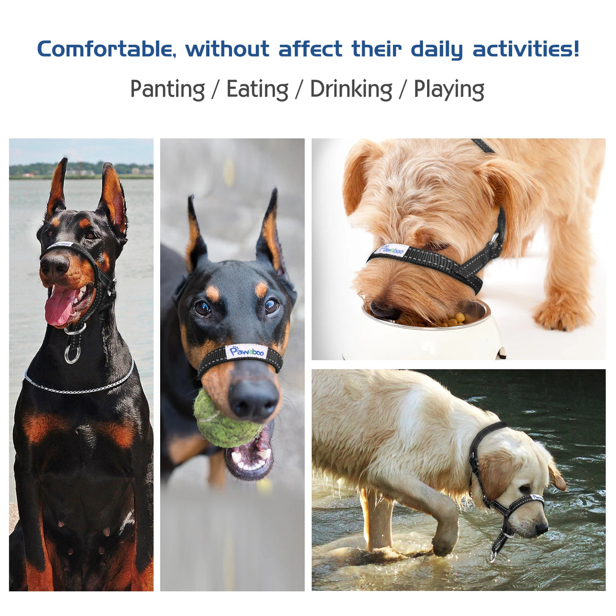 Dog Muzzle Pet Dog Nylon Reflective Adjustable Loop Anti-Biting Barking Control Easy Fit Dog Stops Dog Pulling Head Leash