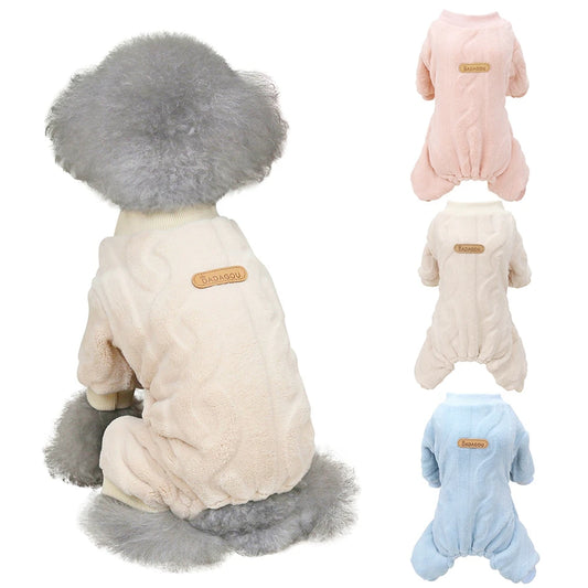Pet Dogs Four-Legged Jumpsuit Wavy Double-sided Fleece Soft Puppy Kitten Pet Pajamas Dogs Cats Warm Winter Jacket Clothing