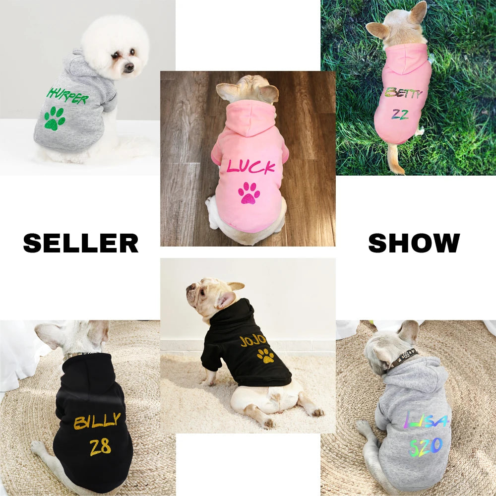 Custom Pet Dog Clothes, Puppy Hoodies, Warm Coat for Large Dogs, Jacket, Sweater, French Bulldog Clothing, Autumn, Winter
