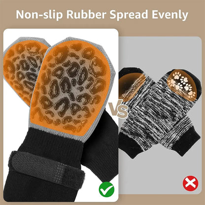 4pcs Dog Paw Protectors Anti-Slip Boots with Traction Control Adjustable Socks for Injured Paws Senior Dogs