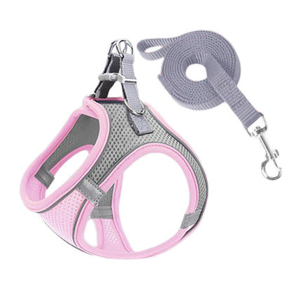 Cat Dog Harness Vest Chest Rope Set Reflective Breathable Adjustable Pet Harness for Small Medium Dogs Outdoor Walking