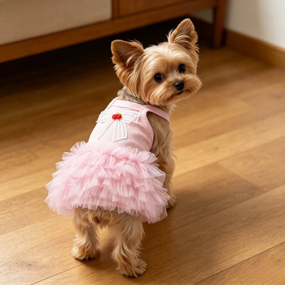 1 pet sleeveless printed dress, suitable for indoor and outdoor use, lightweight, breathable and elastic cat and dog clothing