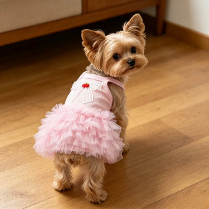 1 pet sleeveless printed dress, suitable for indoor and outdoor use, lightweight, breathable and elastic cat and dog clothing