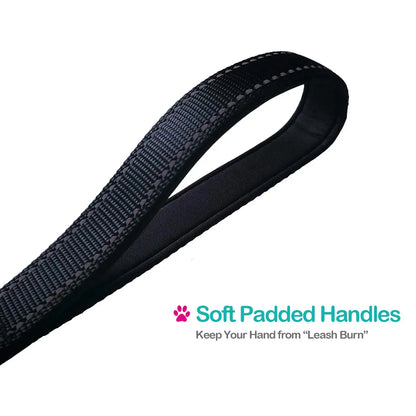 Heavy-Duty Reflective Nylon Dog Leash with Padded Handle - Short, Striped Design for Training & Control - Ideal for Large & Medi