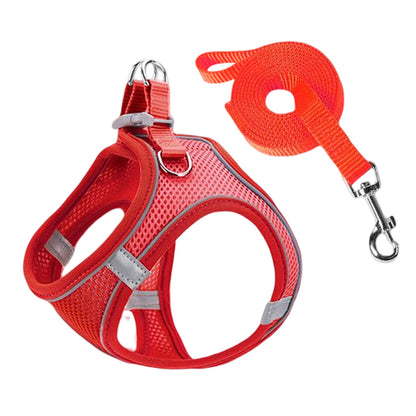 Cat Dog Harness Vest Chest Rope Set Reflective Breathable Adjustable Pet Harness for Small Medium Dogs Outdoor Walking