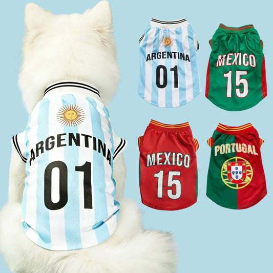 Pet clothing short-sleeved football shirt for small, medium, and large dogs and cats, spring/summer style
